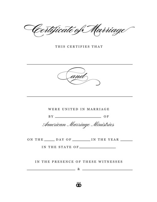 Timeless Marriage Certificate