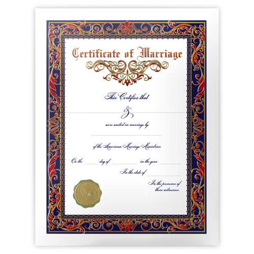 Personalized Traditional Marriage Certificate | AMM - American Marriage ...