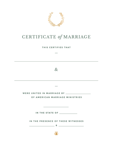 Harvest Crest Marriage Certificate