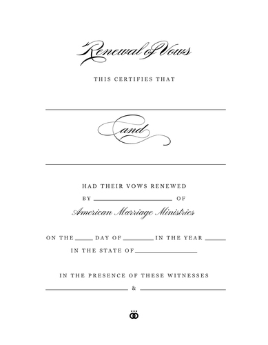 Personalized 'Timeless' Renewal of Vows Certificate