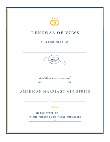 Personalized 'Signature' Renewal of Vows Certificate