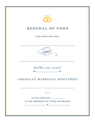 Personalized 'Signature' Renewal of Vows Certificate