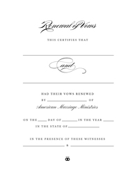 'Timeless' Renewal of Vows Certificate