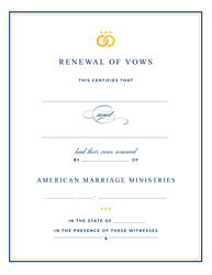 'Signature' Renewal of Vows Certificate
