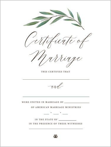 Botanical Marriage Certificate