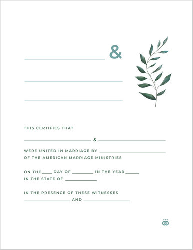 Greenery Marriage Certificate