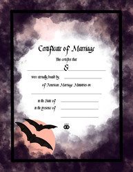 Full Moon & Bats Gothic Wedding Certificate