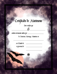 Certificado de Matrimonio Gótico de Luna Llena y Murciélagos