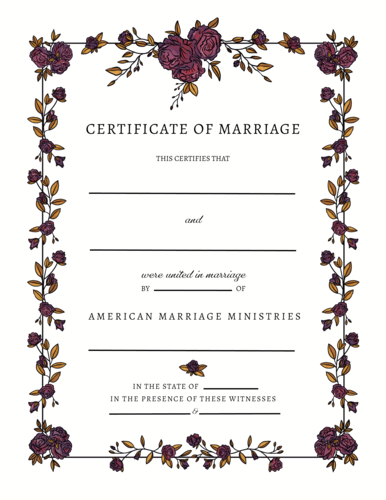 Vintage Gothic Rose Certificate