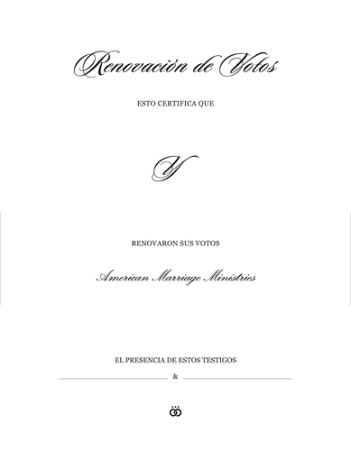 Eterno: Renovación de Votos, Personalizado