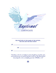 Dove Baptism Certificate